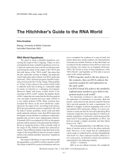 The Hitchhiker`s Guide to the RNA World