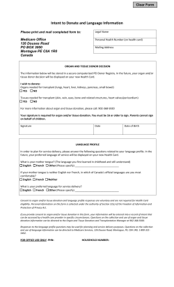 Intent to Donate and Language Information form