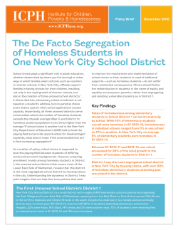 The De Facto Segregation of Homeless Students in One New York