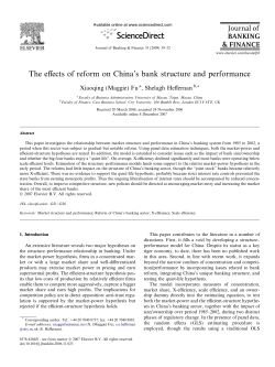 The effects of reform on China`s bank structure and performance