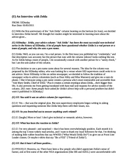 (U) An Interview with Zelda
