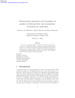 Characteristic properties and recognition of graphs in which