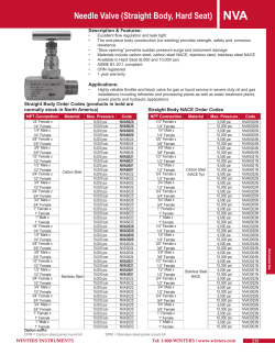 NVA Needle Valve (Straight Body, Hard Seat)