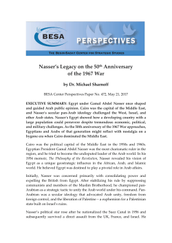 Nasser`s Legacy on the 50th Anniversary of the 1967 War