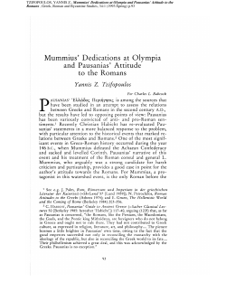 Mummius` Dedications at Olympia to the Romans