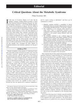 Critical Questions About the Metabolic Syndrome