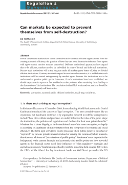 Can markets be expected to prevent themselves from selfdestruction?
