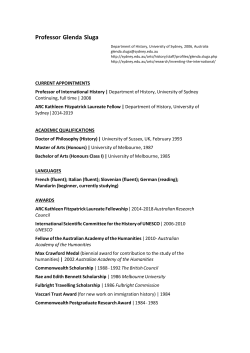 Professor Glenda Sluga - The University of Sydney