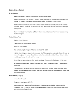 Culture Notes &ndash; Chapter 5 El Camino Inca Leads from Cuzco to