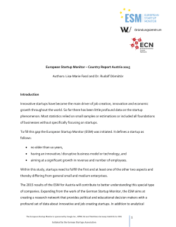 European Startup Monitor &ndash; Country Report Austria 2015 Authors