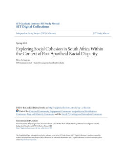 Exploring Social Cohesion in South Africa Within the Context of Post