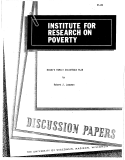 nixon`s family assistance plan - Institute for Research on Poverty