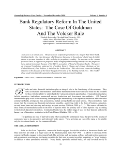 Bank Regulatory Reform in the United States