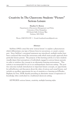 Creativity In The Classroom: Students &ldquo;Picture&rdquo; Serious Leisure