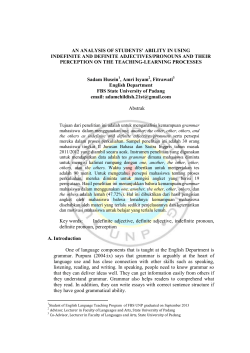 AN ANALYSIS OF STUDENTS` ABILITY IN USING INDEFINITE AND