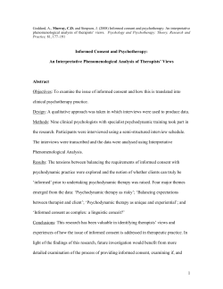 Informed Consent and Psychotherapy: An Interpretative - UVT e-doc