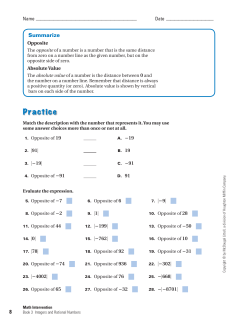 Opposite and Absolute Value Practice
