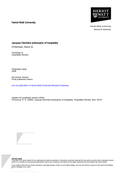 Heriot-Watt University Jacques Derrida`s philosophy of hospitality O