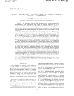 primary productivity and resource partitioning in model