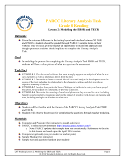 PARCC Literary Analysis Task Grade 8 Reading