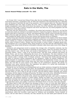 Rats in the Walls, The - Magyar HP Lovecraft Port&aacute;l