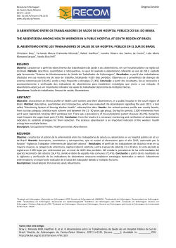 o absente&iacute;smo entre os trabalhadores de sa&uacute;de de um hospital