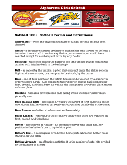 Softball 101: Softball Terms and Definitions: Alpharetta Girls Softball