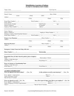 New Patient Paperwork - Rehabilitation Associates of Indiana