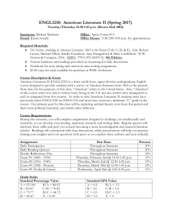 American Literature II, 1865-Present Syllabus