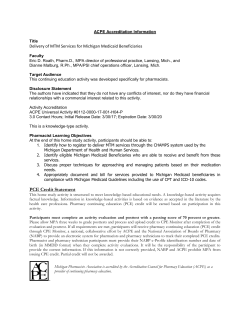 PCE Credit Statement - Michigan Pharmacists Association