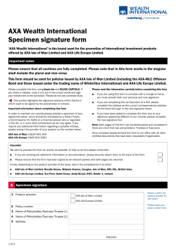 AXA Wealth International Specimen signature form