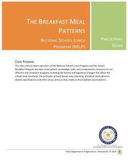 NSLP: The Breakfast Meal Patterns