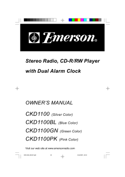 OWNER`S MANUAL Stereo Radio, CD-R/RW