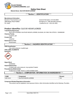 Safety Data Sheet Product Identifier: SULFUR HEXAFLUORIDE