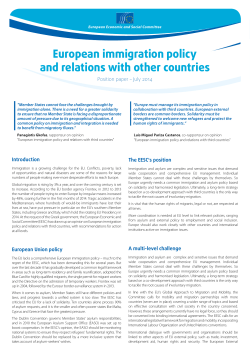 European immigration policy and relations with other countries