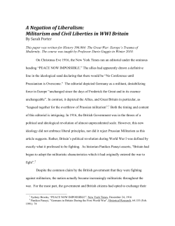 A Negation of Liberalism: Militarism and Civil Liberties in WWI Britain