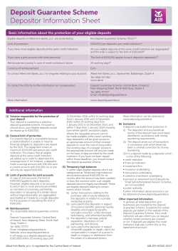 Deposit Guarantee Scheme Depositor Information Sheet