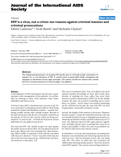 HIV is a virus, not a crime: ten reasons against criminal statutes and