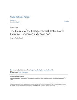 The Demise of the Foreign-Natural Test in North Carolina