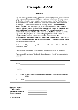 Example LEASE - Griffith Halls of Residence