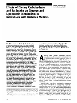 Effects of Dietary Carbohydrate and Fat Intake on