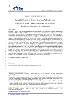 Scientific Opinion on Dietary Reference Values for zinc