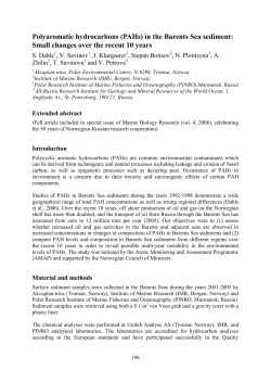 Polyaromatic hydrocarbons (PAHs) in the Barents