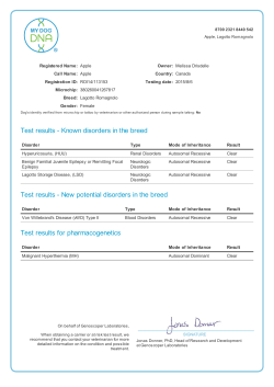 Test results - Fiume Kennels