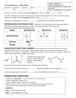 Unit 5 &ndash; Ionic Bonding