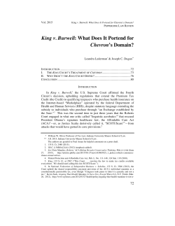 King v. Burwell: What Does It Portend for Chevron`s Domain?