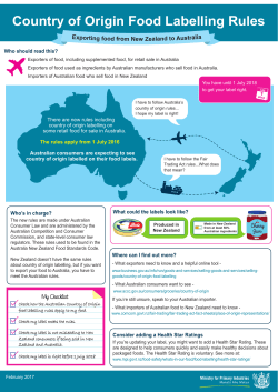 Country of Origin Food Labelling Rules