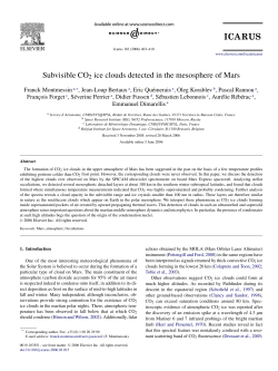 Subvisible CO2 ice clouds detected in the mesosphere of Mars