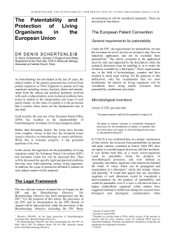 The Patentability and Protection of Living Organisms in the
