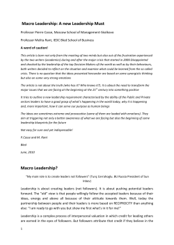 Macro Leadership A New Leadership Must - IEDC
